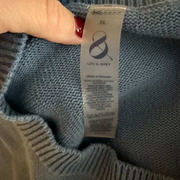 Lou & Grey Women’s 100% Cotton Blue and Pink Colorblock Sweater XL - Picture 4 of 5